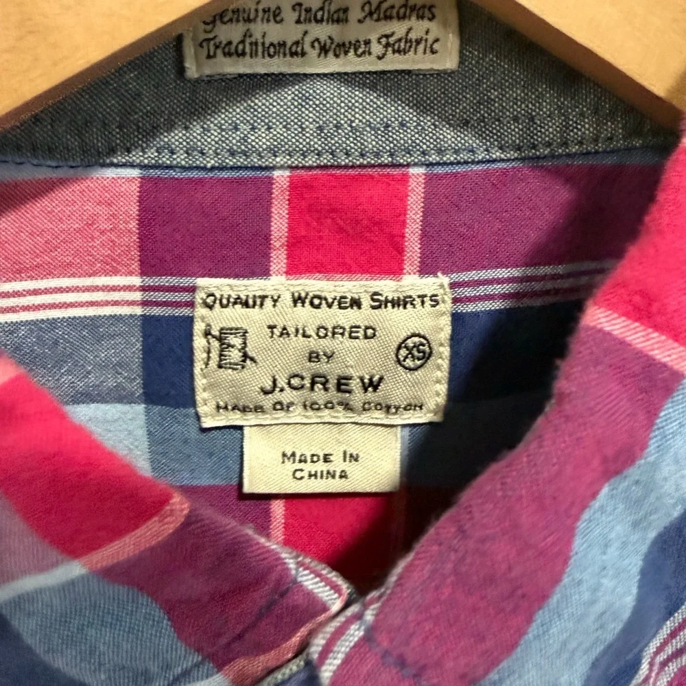 J. Crew Men's Plaid Button-Down Shirt - Red, Blue, and White